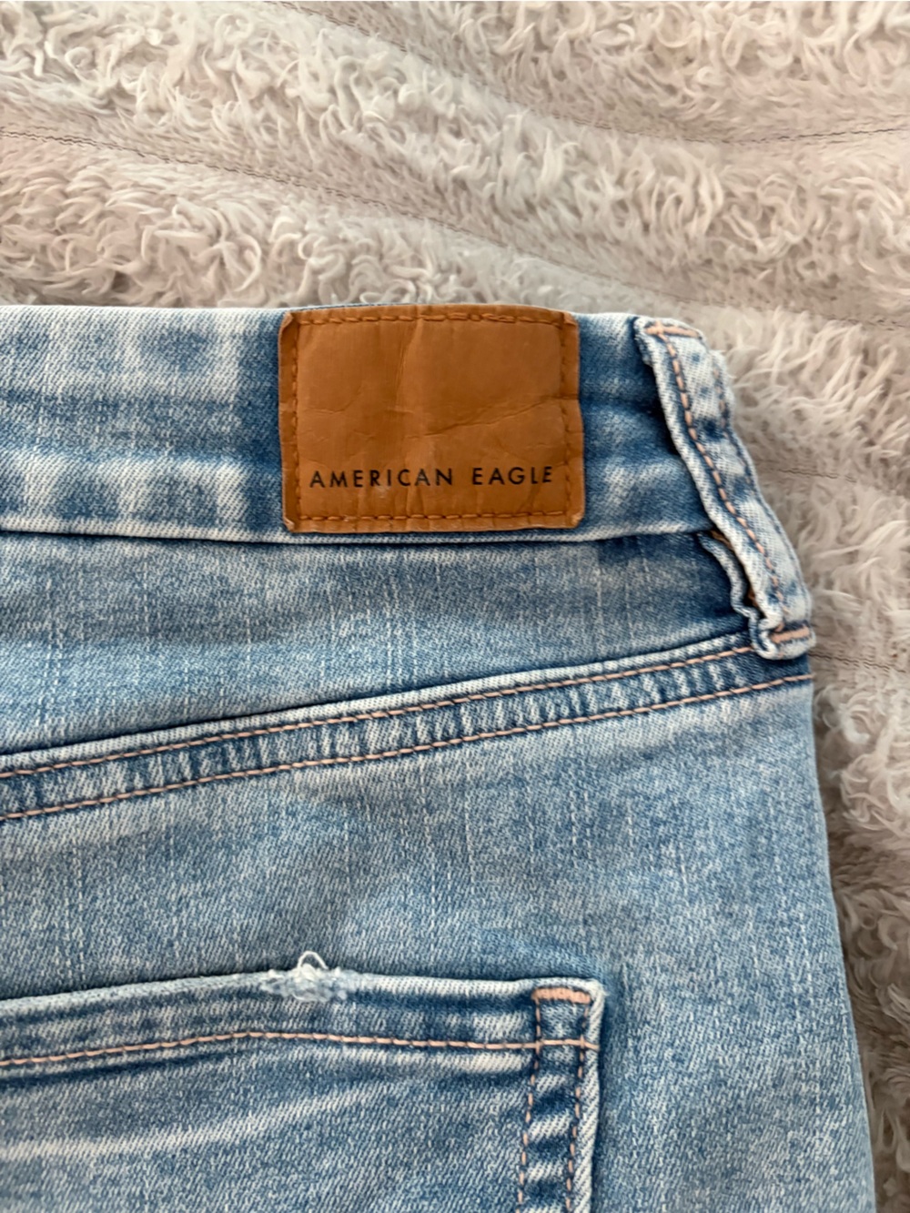 American Eagle Light Wash Distressed Denim Shorts — 14 - Picture 6 of 7